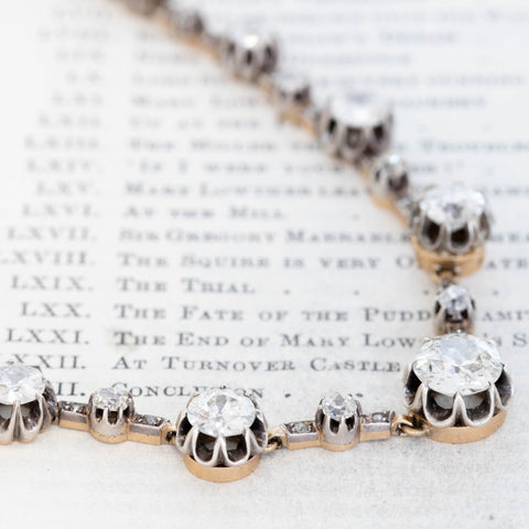 10.65ctw Victorian Old European Cut Convertible Riviere Necklace, French