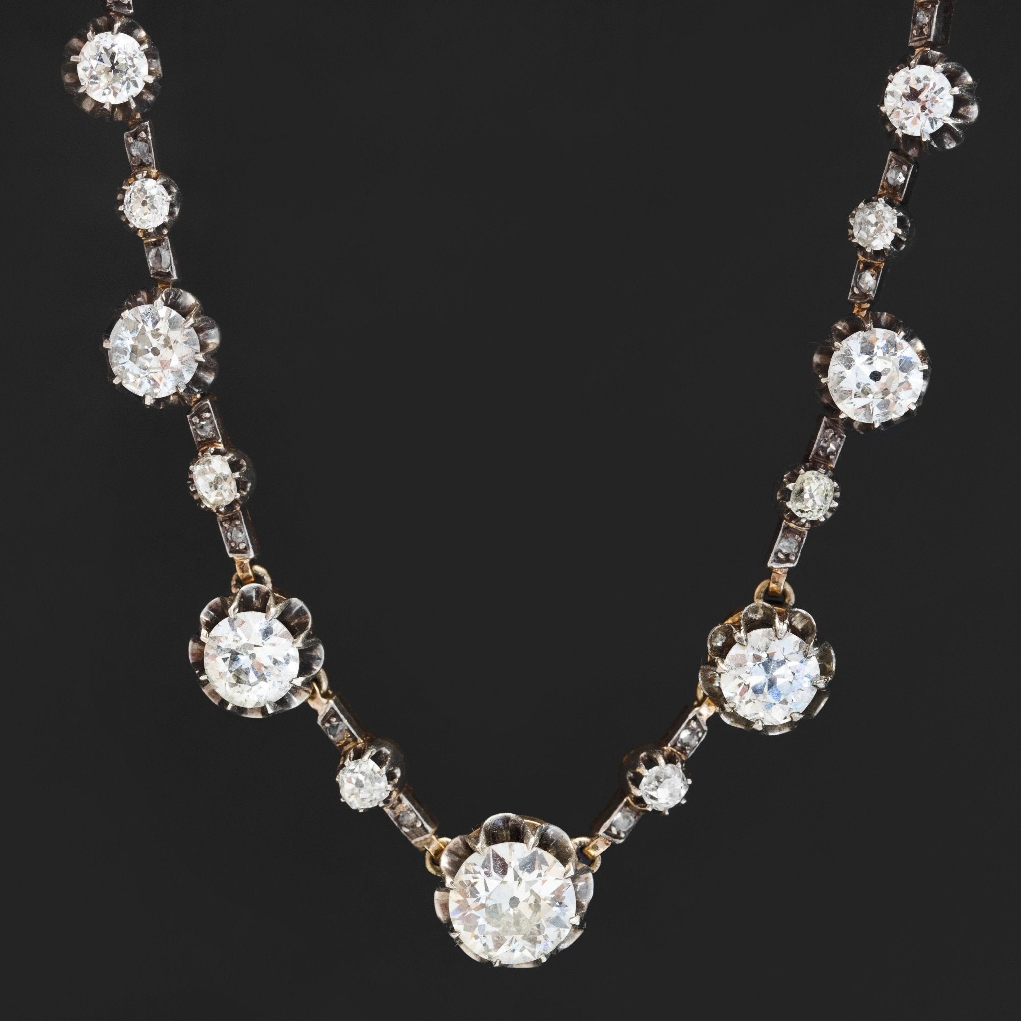 10.65ctw Victorian Old European Cut Convertible Riviere Necklace, French
