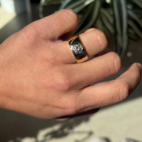 1.06ct Decagonal Cut Diamond Bezel Wide Ring, GIA