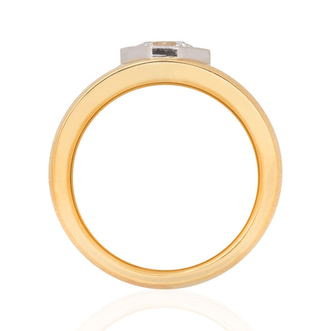 1.06ct Decagonal Cut Diamond Bezel Wide Ring, GIA