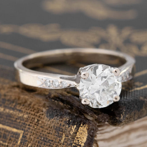 1.06ct Old European Cut Diamond Vintage Solitaire, GIA J SI1