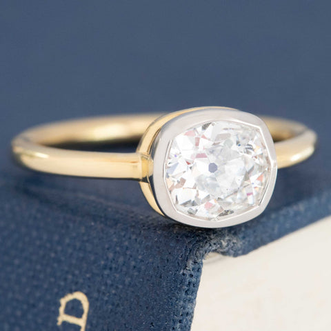 1.06ct Old Mine Cut Diamond Bezel Solitaire, GIA F SI1