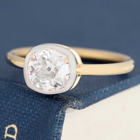 1.06ct Old Mine Cut Diamond Bezel Solitaire, GIA F SI1