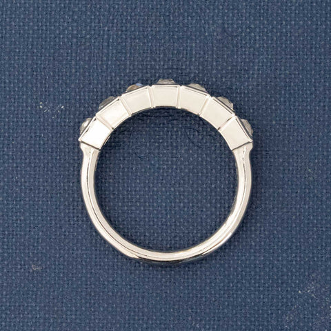 Side view of 1.06ctw French Cut Diamond 7-Stone Bezel Band, vintage-inspired band with French Cut Diamonds, crafted in platinum