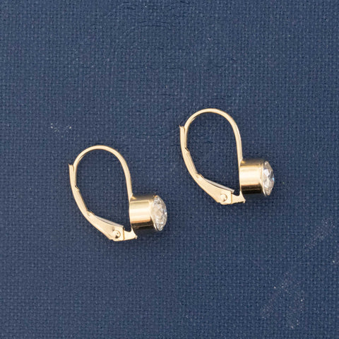 1.06ctw Old European Cut Diamond Bezel Dormeuse Earrings