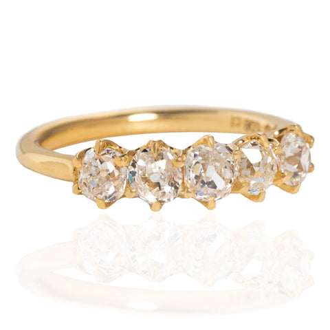 1.06ctw Old Mine Cut Diamond 5-Stone Band