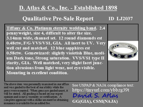 1.06ctw Vintage "Legacy" Sapphire & Diamond Eternity Band by Tiffany & Co.