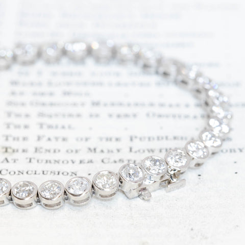 10.74ctw Old European Cut Diamond Bezel Tennis Bracelet