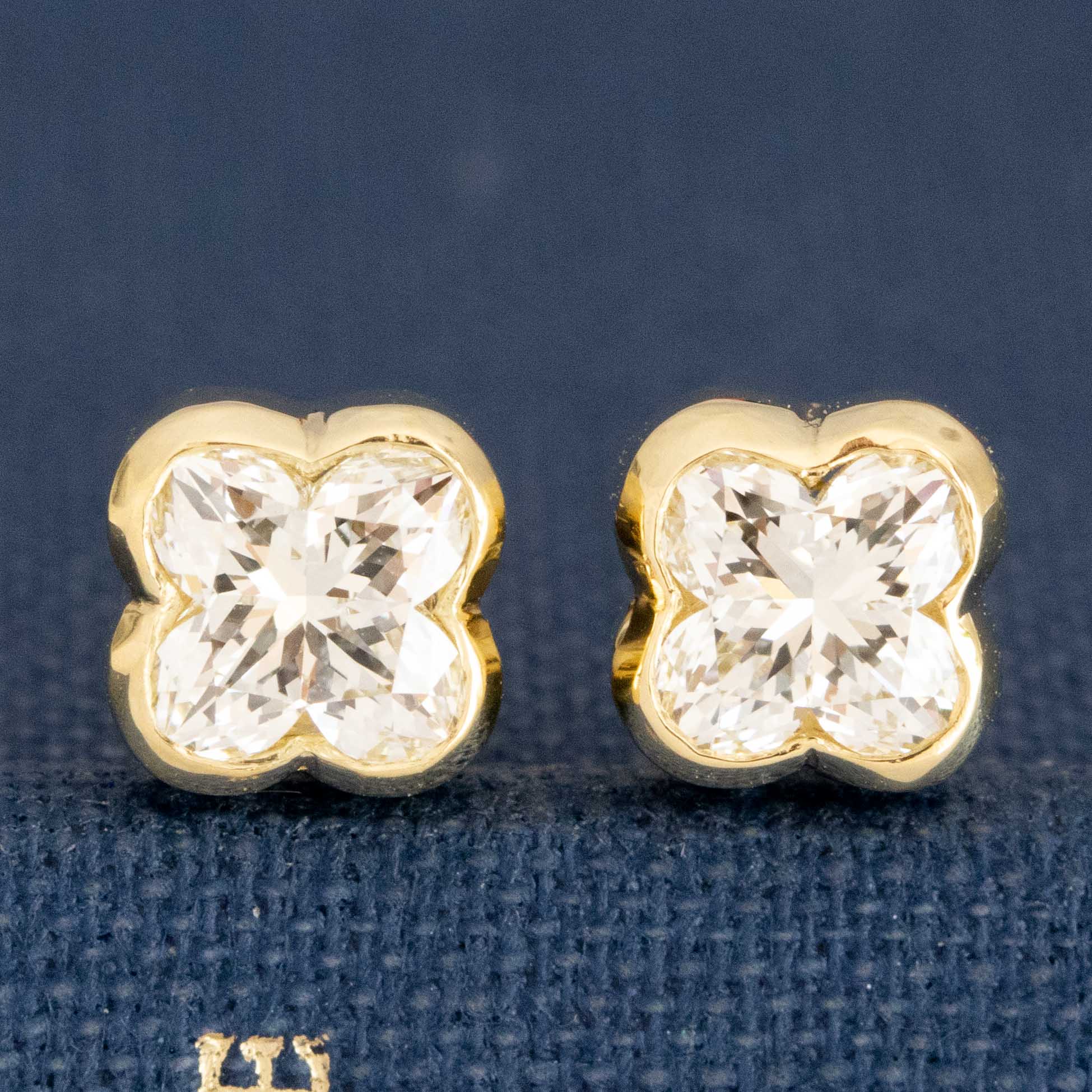 1.07ctw Lilly Cut Diamond Bezel Stud Earrings