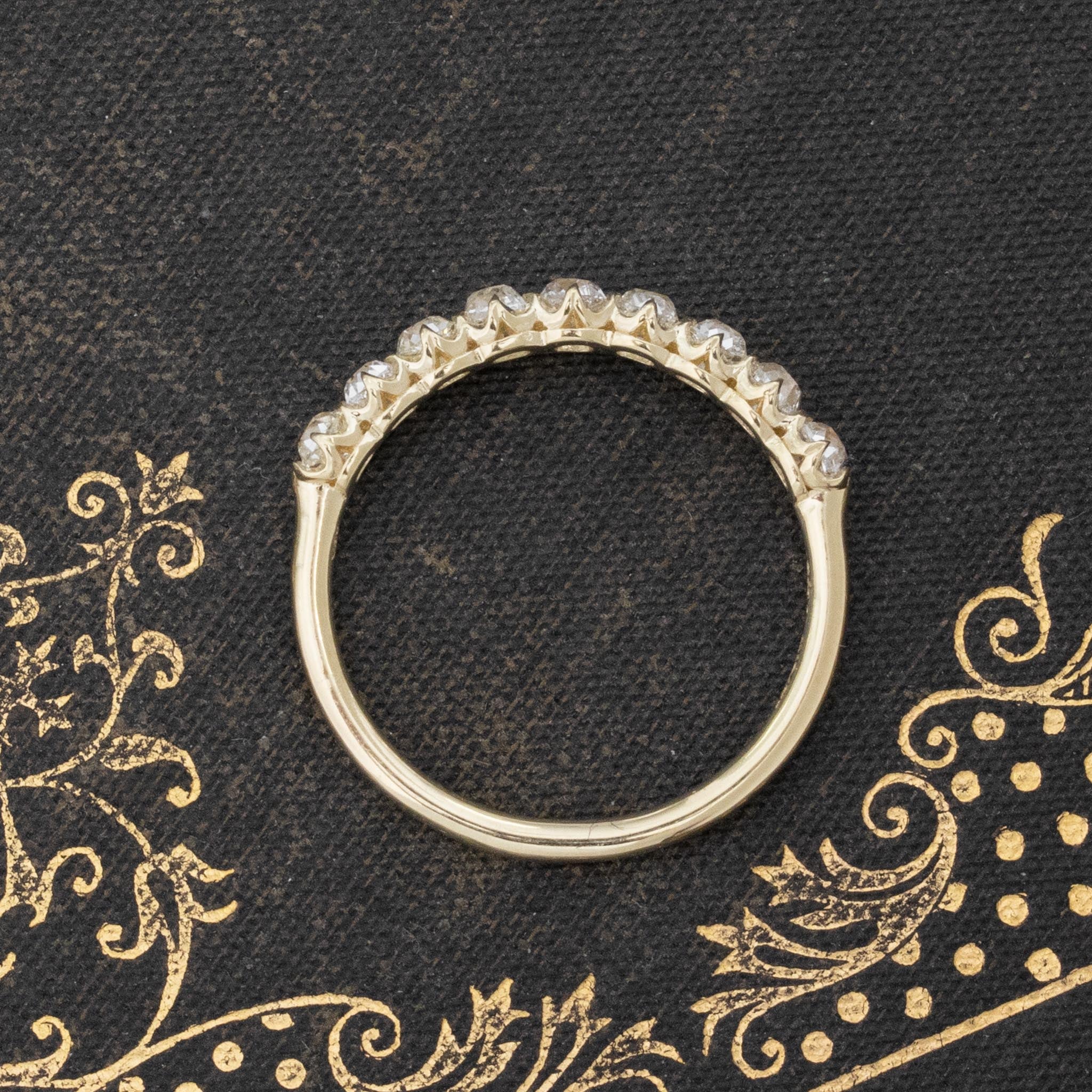 1.07CTW OLD MINE CUT DIAMOND HALF-HOOP BAND