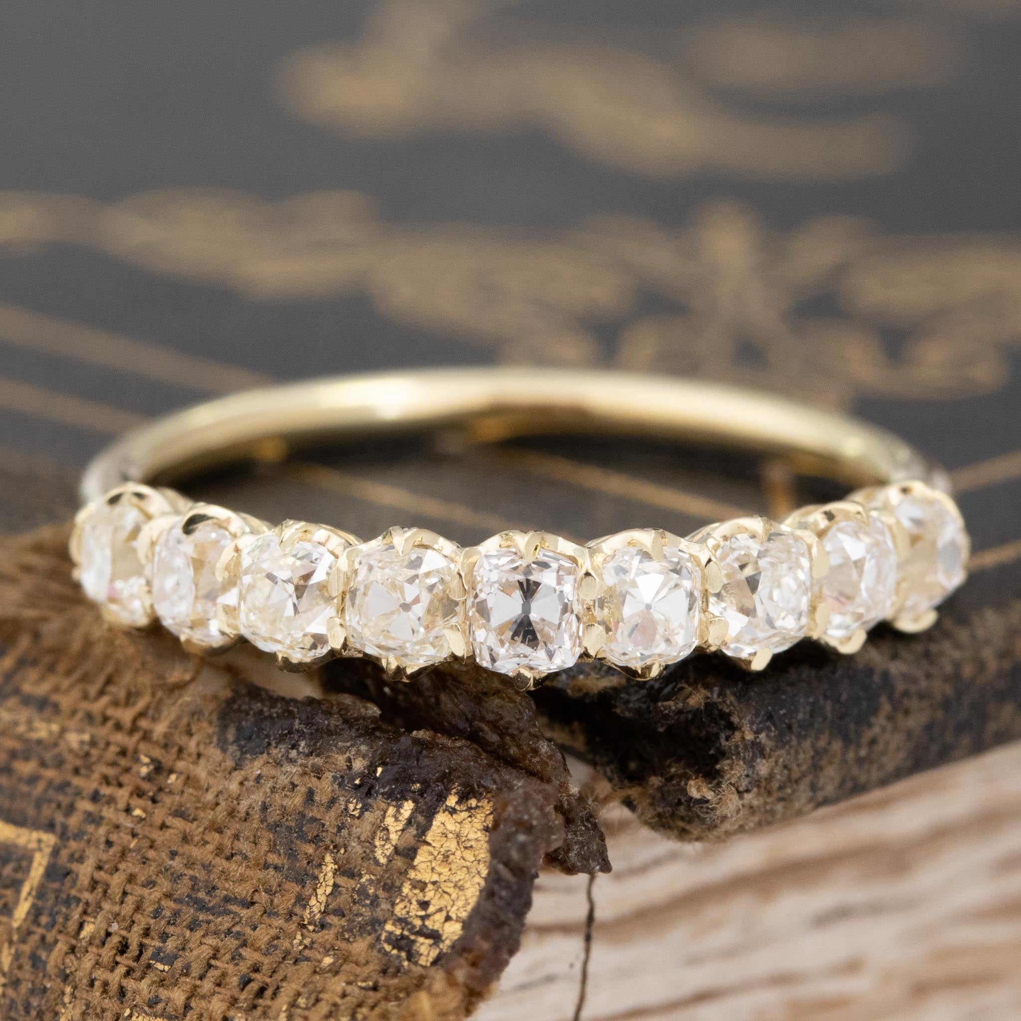 1.07CTW OLD MINE CUT DIAMOND HALF-HOOP BAND