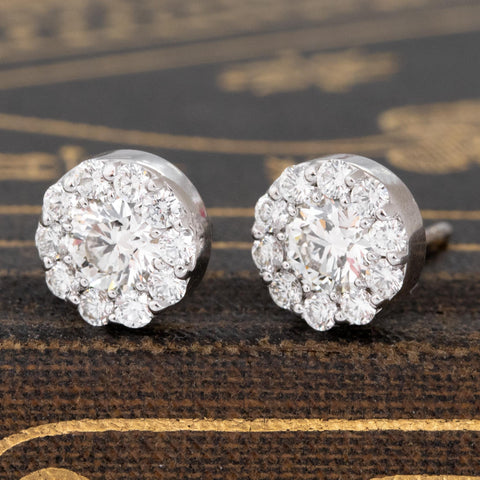 1.07ctw Round Brilliant Cut Diamond Cluster Stud Earrings by Hearts on Fire (HoF)