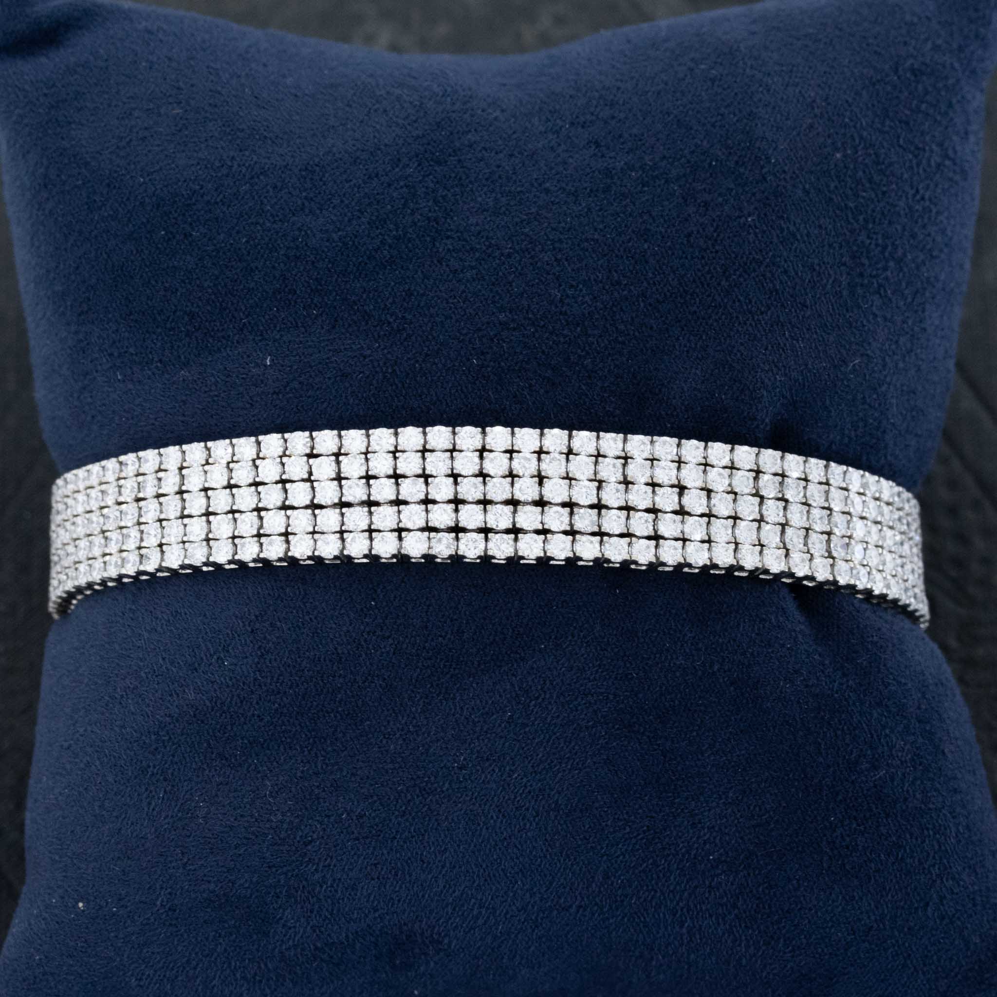 10.82ctw Round Brilliant Cut Diamond Quintuple Row Bracelet