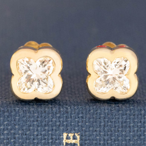 1.08ctw Lily Cut Diamond Bezel Stud Earrings