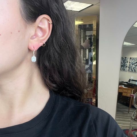 1.08ctw Mosaic Step Cut Diamond Bezel Drop Earrings
