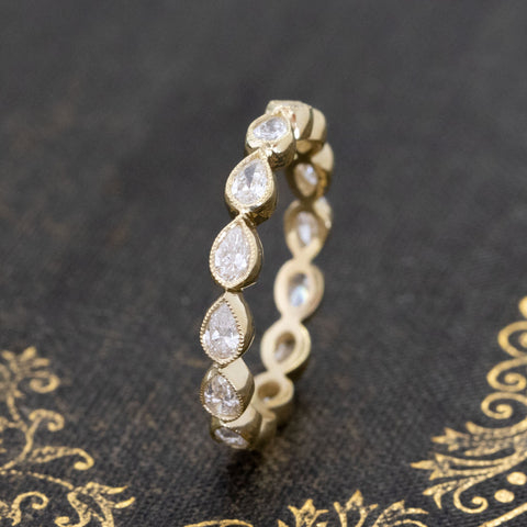 1.08ctw Pear Cut Diamond Bezel Eternity Band