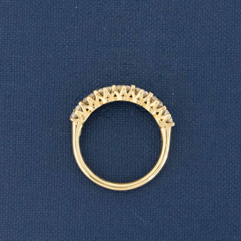 Elegant 1.08ctw Round Brilliant Cut Diamond Half-Hoop Band, romantic design with Antique Diamonds, Earth-mined diamonds in yellow gold