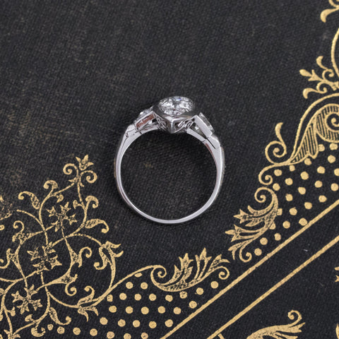 1.08ctw Vintage Old European Cut Navette Dinner Ring