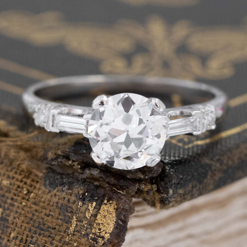 1.09ct Art Deco Transitional Cut Diamond Solitaire, GIA H VVS1