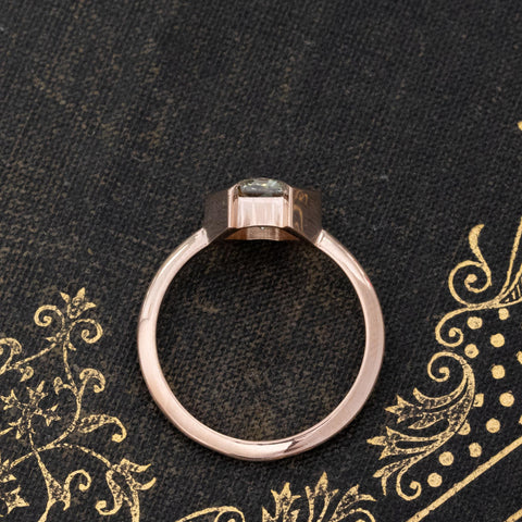 1.09ct Hexagonal Cut Diamond Half-Bezel Solitaire, GIA FBGY