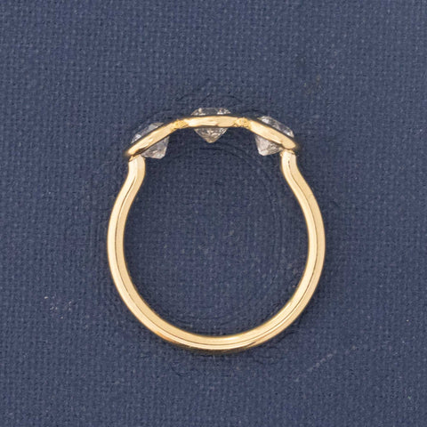 1.09ctw Old European Cut Diamond Bezel Trilogy Ring