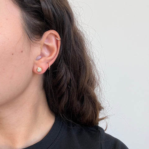 1.09ctw Old Mine Cut Diamond Bezel Stud Earrings