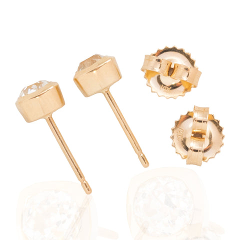 1.09ctw Old Mine Cut Diamond Bezel Stud Earrings