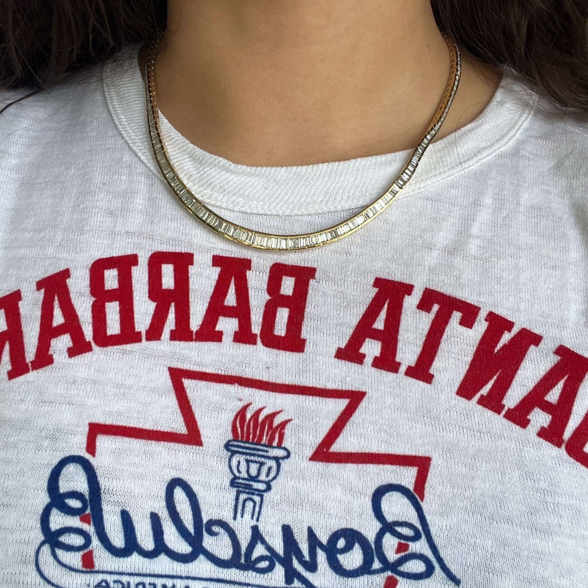 11.00ctw Vintage Baguette Diamond Riviere Necklace