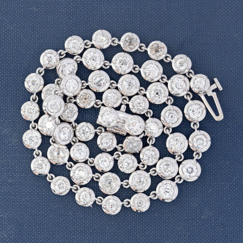11.07ctw Old European & Old Mine Cut Diamond Collet Tennis Necklace