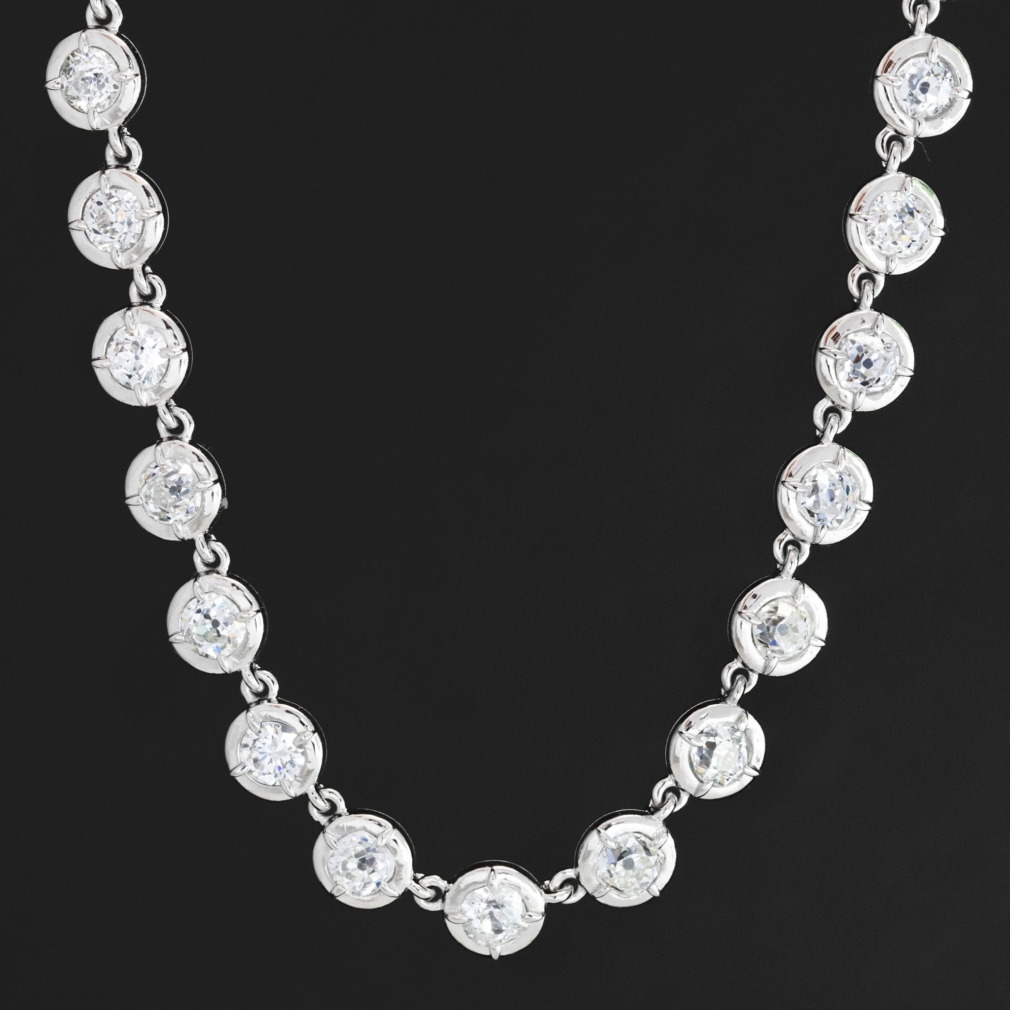 11.07ctw Old European & Old Mine Cut Diamond Collet Tennis Necklace