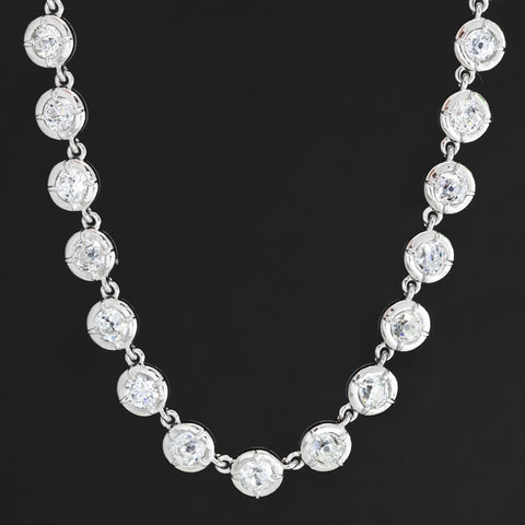11.07ctw Old European & Old Mine Cut Diamond Collet Tennis Necklace