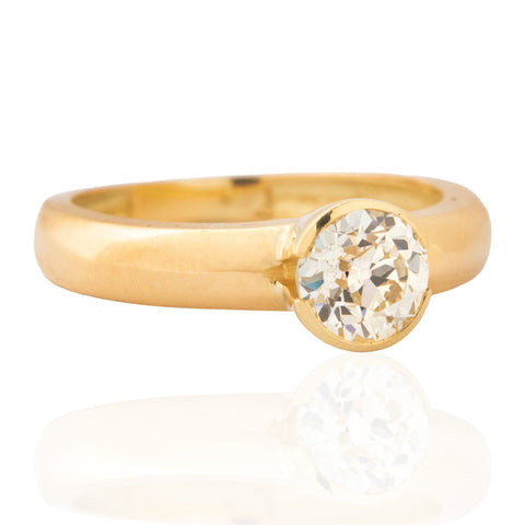 1.10ct Old European Cut Diamond Bezel Solitaire, French
