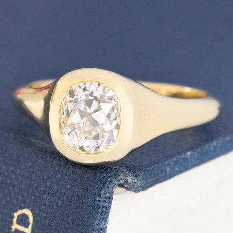 1.10ct Oval Old Mine Cut Diamond Bezel Solitaire
