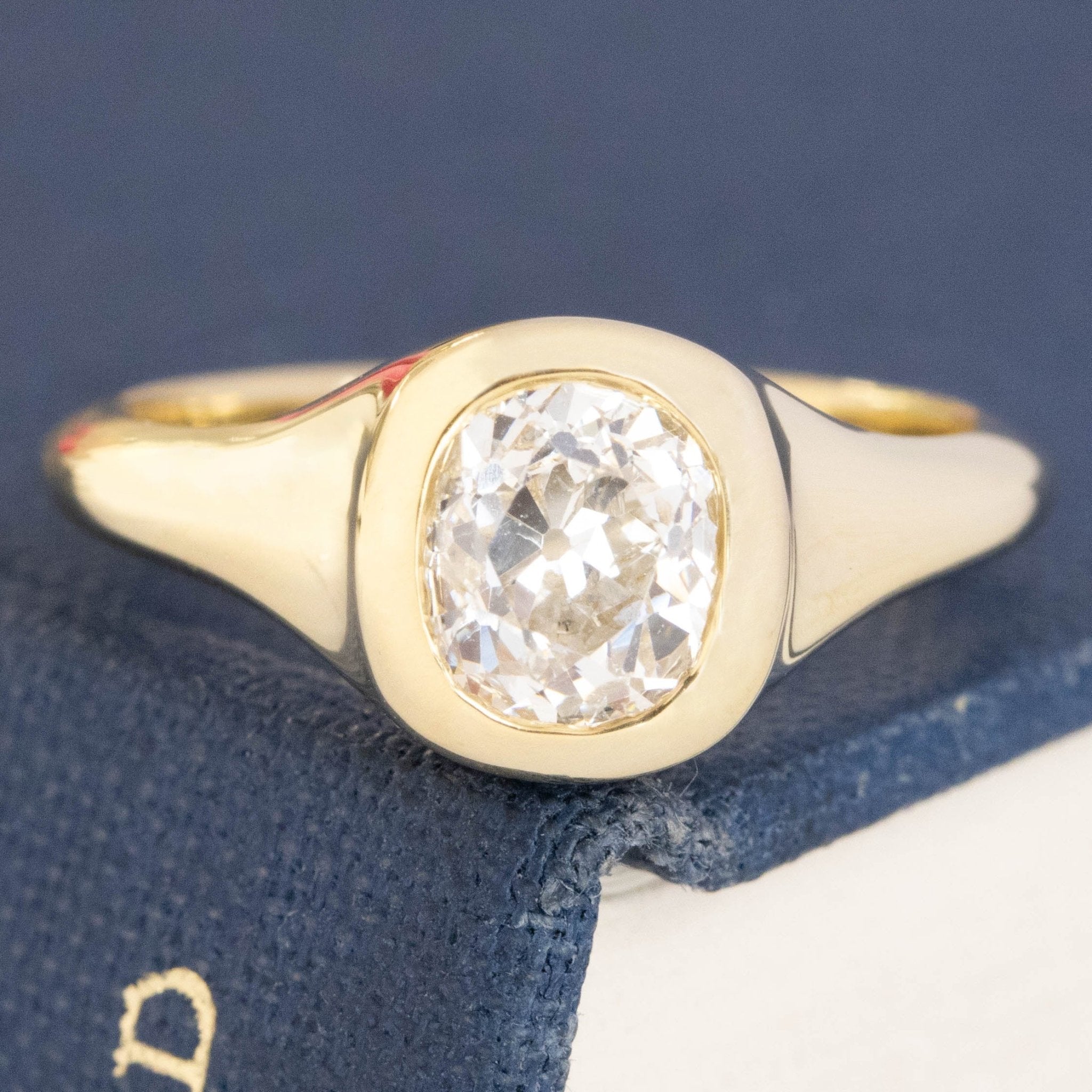 1.10ct Oval Old Mine Cut Diamond Bezel Solitaire