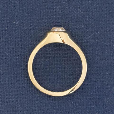 1.10ct Oval Old Mine Cut Diamond Bezel Solitaire