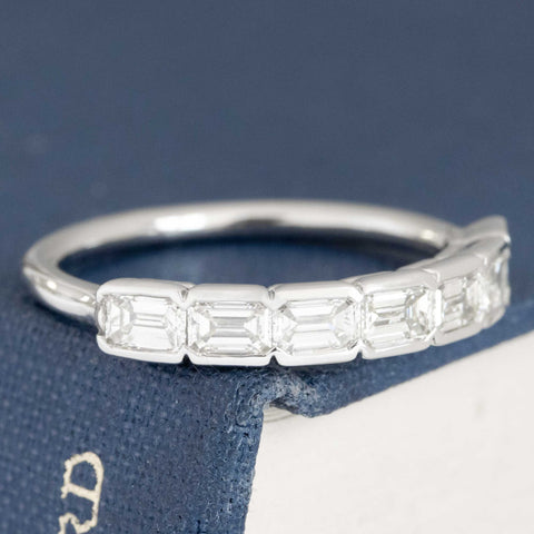 1.10ctw Emerald Cut Diamond Bezel Half-Hoop Band
