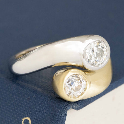 1.10ctw Old European Cut Diamond Toi et Moi, GIA
