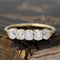 1.10ctw Old Mine Cut Diamond 5-Stone Band with Old Mine Cut Diamonds in yellow gold, antique-inspired one-of-a-kind wedding band