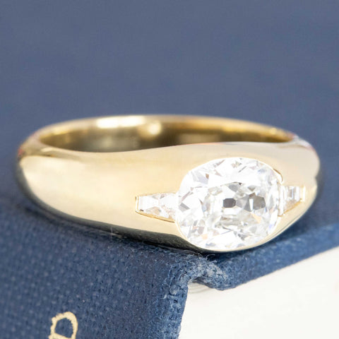 1.10ctw Oval Old Mine Cut Diamond Ring