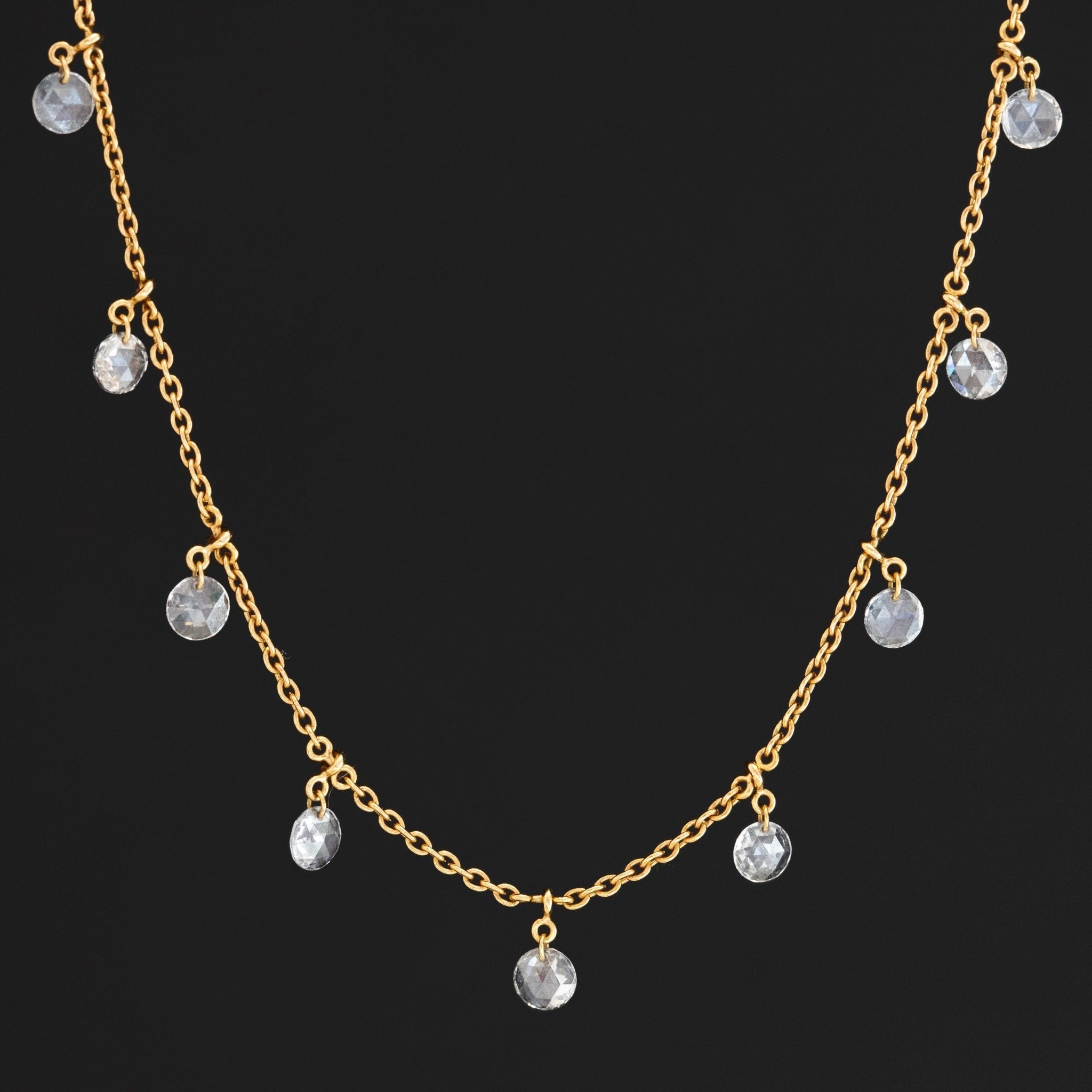 1.10ctw Round Rose Cut Pierced Diamond Necklace