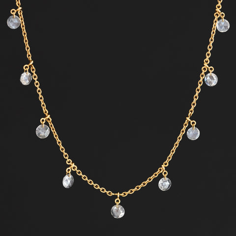 1.10ctw Round Rose Cut Pierced Diamond Necklace