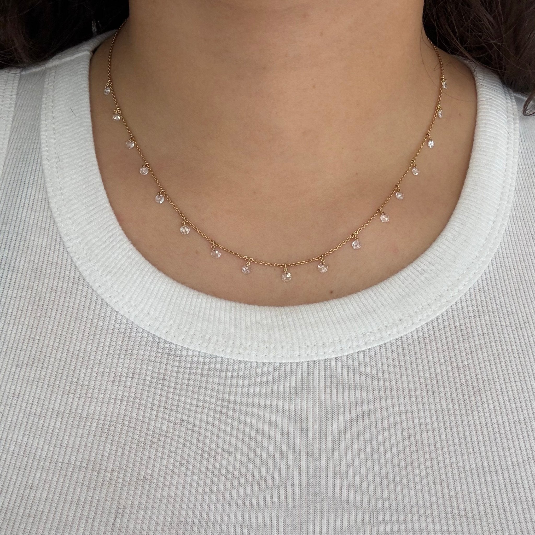 1.10ctw Round Rose Cut Pierced Diamond Necklace