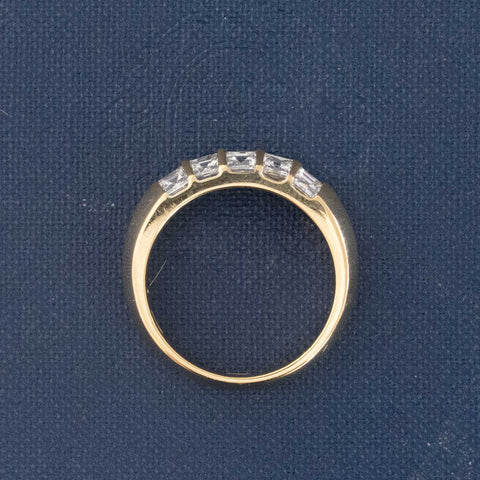 1.10ctw Vintage Carre Cut Diamond Double Row Band