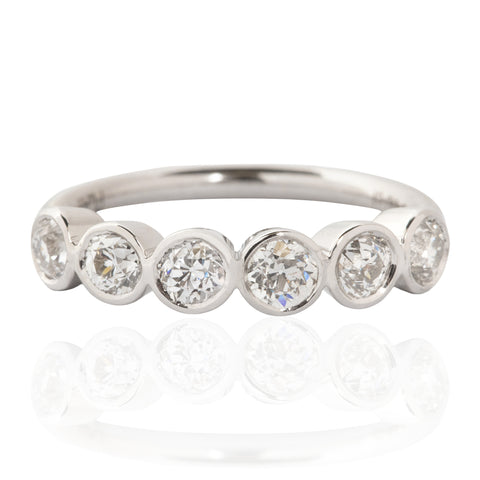 1.10ctw Old European Cut Diamond Bezel 6-Stone Band
