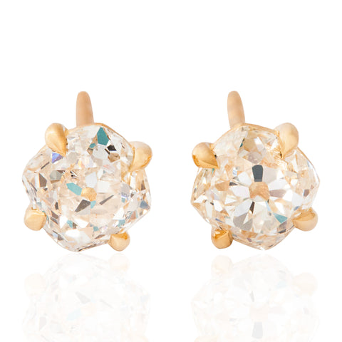 1.11ctw Old Mine Cut Diamond Stud Earrings