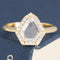 1.12ctw Shield Rose Cut Diamond Halo Ring