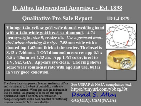 1.13ct Antique Oval Old Mine Cut Diamond Wide Bezel Solitaire