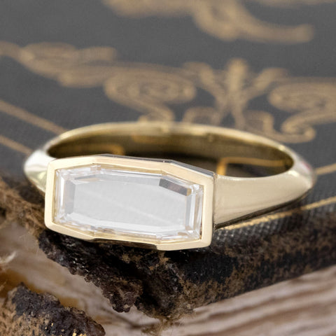 1.13ct Octagonal Step Cut Diamond Bezel Ring