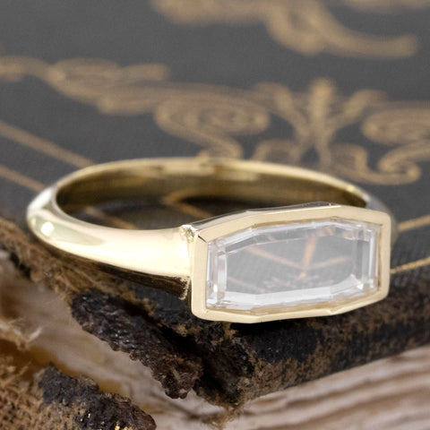 1.13ct Octagonal Step Cut Diamond Bezel Ring