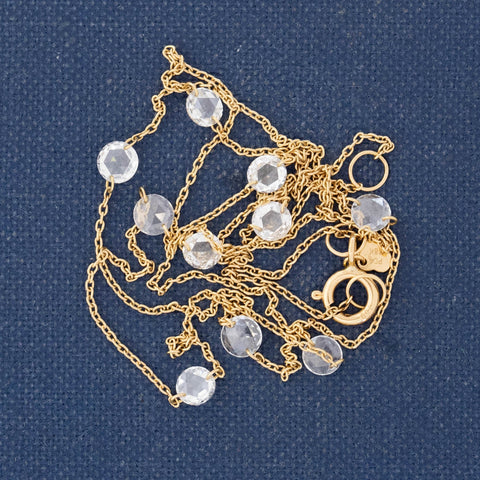 1.03ctw Round Rose Cut Diamond Station Necklace